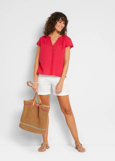 Blouse Mélangée Lin, Mi-manches 6 Blouse Mélangée Lin, Mi-manches - Afbeelding 4