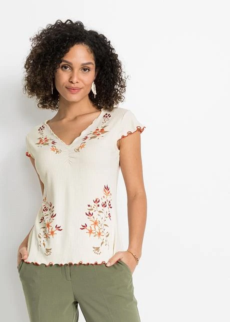 T-shirt Côtelé à Imprimé 4 T-shirt Côtelé à Imprimé - Afbeelding 2