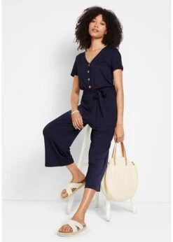 Combipantalon En Jersey Avec Col V, Manches Courtes -Venus Mode Winkel 22090325 uvX63DDk