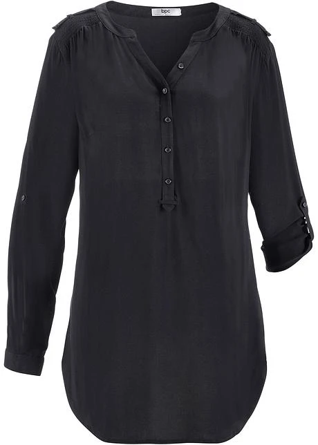 Blouse-tunique En Viscose, Col V Et Manches Longues 3 Blouse-tunique En Viscose, Col V Et Manches Longues