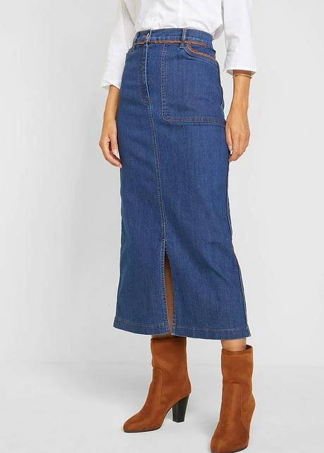 Jupe En Jean Avec Passepoil PU 4 Jupe En Jean Avec Passepoil PU - Afbeelding 2