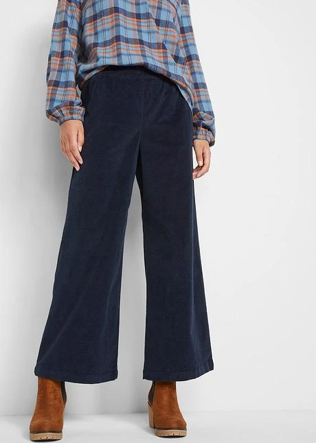 Pantalon Large En Velours Côtelé Avec Taille Haute élastiquée, Longueur Cheville 4 Pantalon Large En Velours Côtelé Avec Taille Haute élastiquée, Longueur Cheville - Afbeelding 2