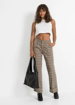 Rainbow Pantalon Tailoring Avec Motif Pied-de-poule Et Jambes Larges -Venus Mode Winkel 22161207 TUseVoqS