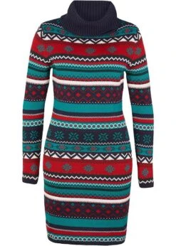 Robe En Maille Jacquard à Col Châle