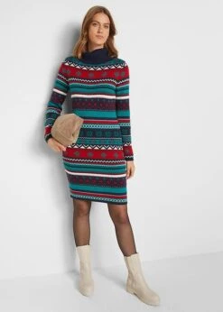 Robe En Maille Jacquard à Col Châle -Venus Mode Winkel 22189666 M29v7QWi