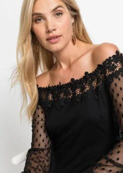 Robe à épaules Dénudées Avec Manches En Mesh -Venus Mode Winkel 22190926 8VY7l7Eb