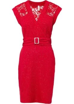 Robe Brillante Avec Empiècement En Dentelle