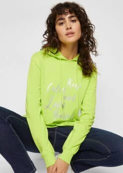 Sweat-shirt Sport Et Féminin Avec Inscription Métallisée, Fentes Latérales Pour Une Plus Grande Liberté De Mouvement, Capuche. -Venus Mode Winkel 22230268 VvDgSfan
