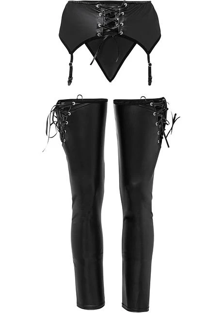 Venus Porte-jarretelles + String + Bas En Wetlook (Ens. 3 Pces.) 5 Venus Porte-jarretelles + String + Bas En Wetlook (Ens. 3 Pces.) - Afbeelding 3