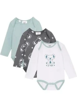 Lot De 3 Bodies Bébé Manches Longues En Coton
