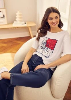 Pantalon Twill Jambes Larges Avec Coutures Contrastantes -Venus Mode Winkel 22272504 vjYVWZV6