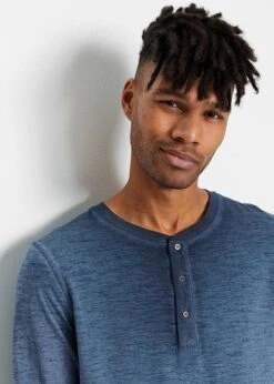 T-shirt Col Tunisien Aspect Délavé En Coton Bio, Manches Longues -Venus Mode Winkel 22273101 J1nZK1N4