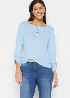 T-shirt Manches Longues Avec Patte De Boutonnage -Venus Mode Winkel 22273410 Z1PycTFE