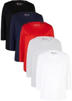 Lot De 5 T-shirts Manches Longues à Col Rond Et Manches 3/4