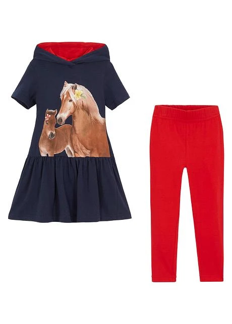 Robe En Jersey + Legging Fille (ens. 2 Pces) Avec Coton 7 Robe En Jersey + Legging Fille (ens. 2 Pces) Avec Coton - Afbeelding 5