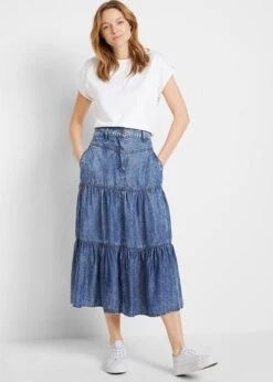 Jupe Midi étagée En Lyocell -Venus Mode Winkel 23008541 uxk9pw0D