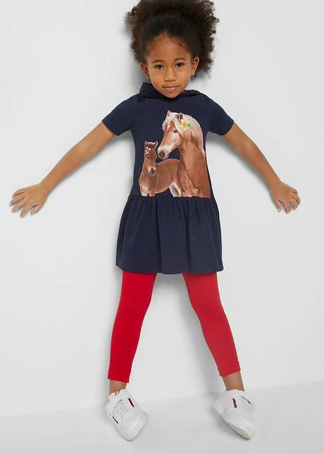 Robe En Jersey + Legging Fille (ens. 2 Pces) Avec Coton 4 Robe En Jersey + Legging Fille (ens. 2 Pces) Avec Coton - Afbeelding 2