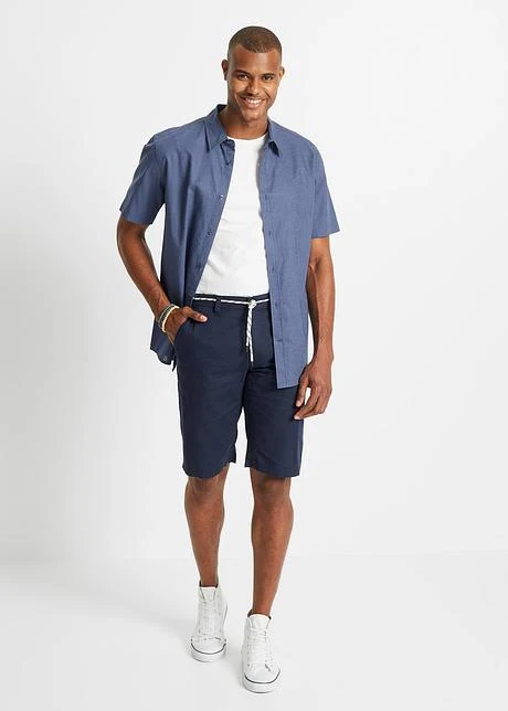 Bermuda Chino Avec Lin Majoritaire Et Cordon, Regular Fit 6 Bermuda Chino Avec Lin Majoritaire Et Cordon, Regular Fit - Afbeelding 4