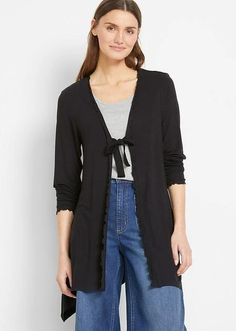 Long Gilet En Jersey Avec Bordure Ondulée 4 Long Gilet En Jersey Avec Bordure Ondulée - Afbeelding 2