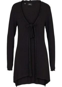 Long Gilet En Jersey Avec Bordure Ondulée