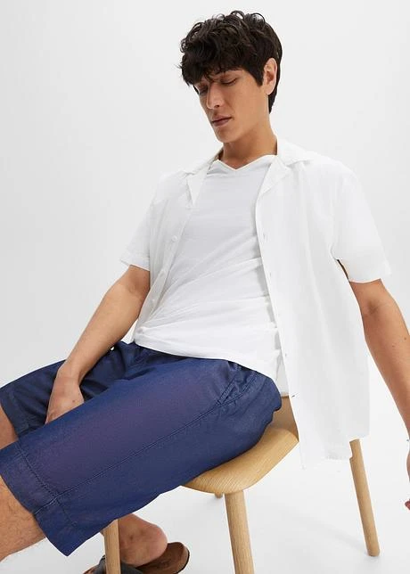 Bermuda Taille Extensible En TENCEL™ Lyocell, Loose Fit 7 Bermuda Taille Extensible En TENCEL™ Lyocell, Loose Fit - Afbeelding 5