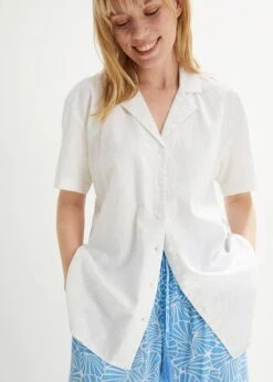 Chemisier Oversize Décontracté En Lin, Manches Courtes -Venus Mode Winkel 23045119 nHTHR45W