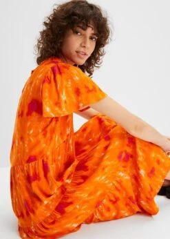 Robe Midi Avec Manches Papillon, Volants Et Poches -Venus Mode Winkel 23046655 QeuOUUTK