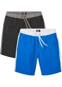 Lot De 2 Bermudas De Plage Avec Rayures Latérales, Regular Fit