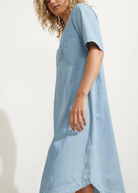 Robe En Coton Jean Longueur Genou, Demi-manches 8 Robe En Coton Jean Longueur Genou, Demi-manches - Afbeelding 6