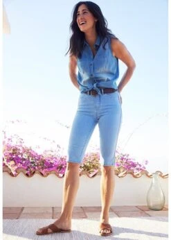 Bermuda Slim En Jean, Taille Haute, Longueur Genou -Venus Mode Winkel 23073033 xU5zUsVt