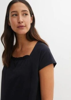 Robe En Jersey Coton Avec Détail Décolleté Et Manches Papillon, Longueur Genou -Venus Mode Winkel 23078057 gwwVkqjC