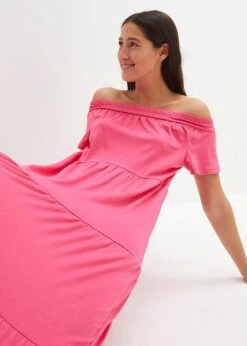 Robe Longue En Jersey Coton Avec Volants Et Encolure Carmen 13 Robe Longue En Jersey Coton Avec Volants Et Encolure Carmen -Venus Mode Winkel 23078312 hx8Po5mE