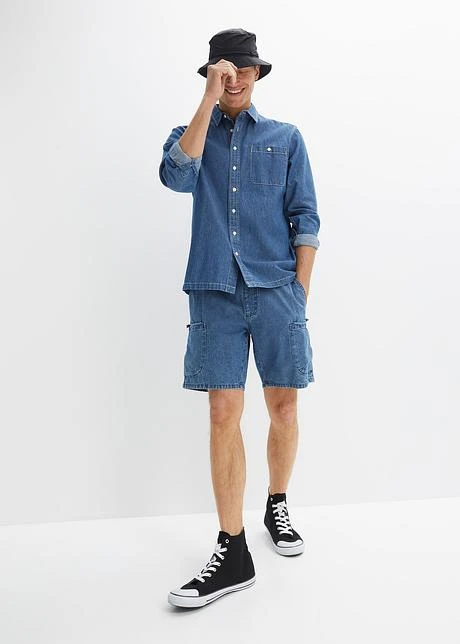 Short Long En Jean à Taille Extensible, Loose Fit 6 Short Long En Jean à Taille Extensible, Loose Fit - Afbeelding 4