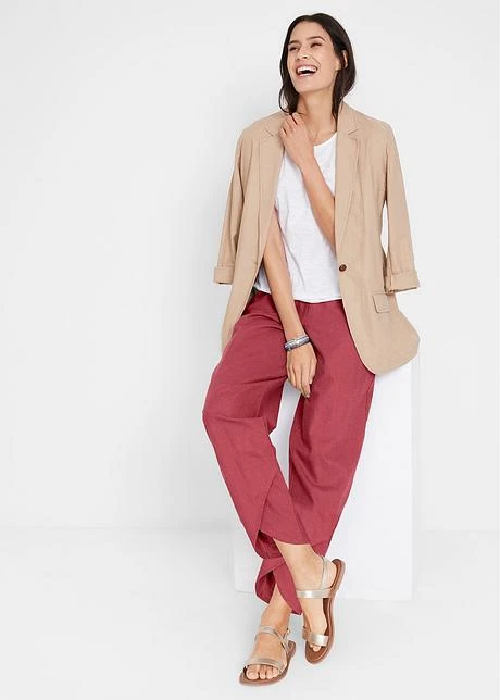 Pantalon En Lin Majoritaire, Longueur Cheville Et Taille Confortable, Loose Fit 6 Pantalon En Lin Majoritaire, Longueur Cheville Et Taille Confortable, Loose Fit - Afbeelding 4
