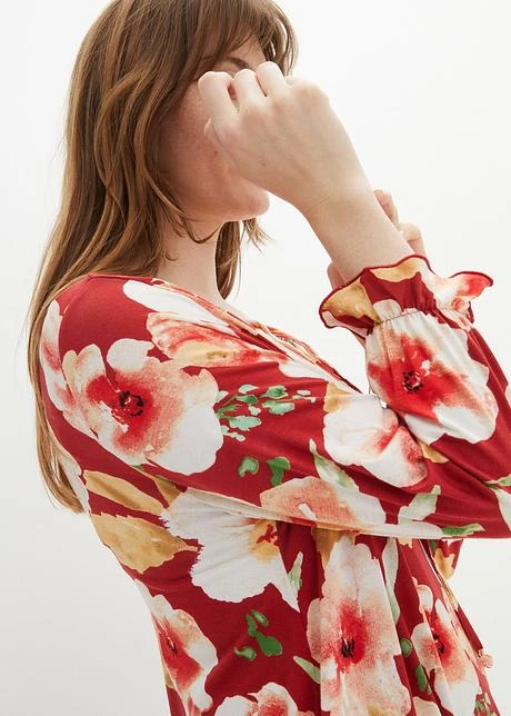 Robe-tunique En Jersey Avec Détail Lien à Nouer Au Décolleté, Longueur Genou 8 Robe-tunique En Jersey Avec Détail Lien à Nouer Au Décolleté, Longueur Genou - Afbeelding 6