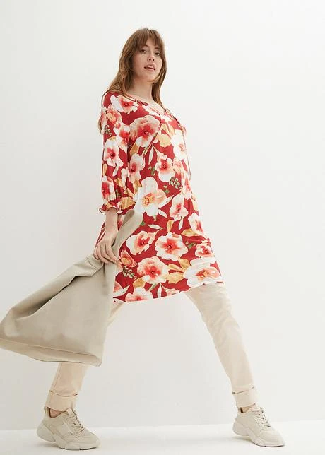 Robe-tunique En Jersey Avec Détail Lien à Nouer Au Décolleté, Longueur Genou 6 Robe-tunique En Jersey Avec Détail Lien à Nouer Au Décolleté, Longueur Genou - Afbeelding 4