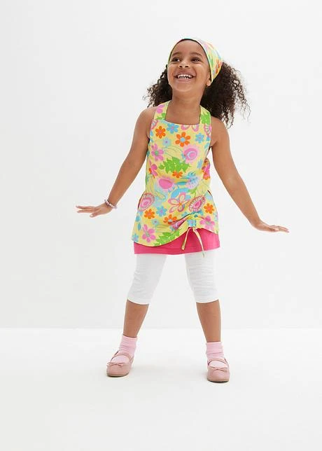 Robe Fille, Legging, Foulard (Ens. 3 Pces.) 4 Robe Fille, Legging, Foulard (Ens. 3 Pces.) - Afbeelding 2