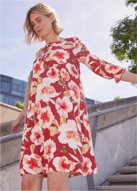 Robe-tunique En Jersey Avec Détail Lien à Nouer Au Décolleté, Longueur Genou 9 Robe-tunique En Jersey Avec Détail Lien à Nouer Au Décolleté, Longueur Genou - Afbeelding 7