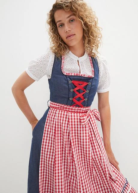 Dirndl Effet Jean Et Tablier Longueur Genou (Ens. 2 Pces.) 7 Dirndl Effet Jean Et Tablier Longueur Genou (Ens. 2 Pces.) - Afbeelding 5