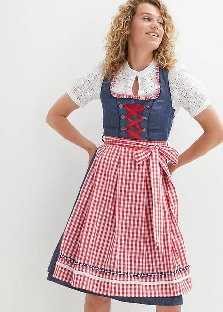 Dirndl Effet Jean Et Tablier Longueur Genou (Ens. 2 Pces.) 4 Dirndl Effet Jean Et Tablier Longueur Genou (Ens. 2 Pces.) - Afbeelding 2