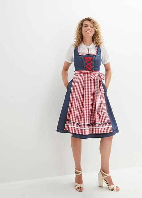 Dirndl Effet Jean Et Tablier Longueur Genou (Ens. 2 Pces.) 6 Dirndl Effet Jean Et Tablier Longueur Genou (Ens. 2 Pces.) - Afbeelding 4