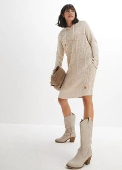 Robe En Maille à Capuche Avec Torsades -Venus Mode Winkel 23117887 upQH7qo3