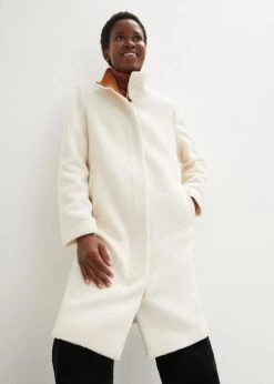 Manteau En Maille Peluche En Polyester Recyclé Avec Détails Velours Côtelé -Venus Mode Winkel 23118136 YzZWJTeU