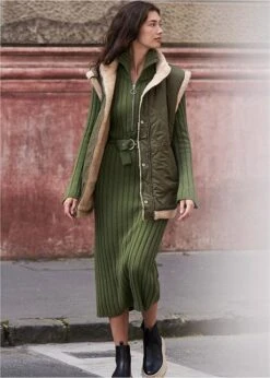 Robe En Maille Côtelée Avec Col Camionneur -Venus Mode Winkel 23119783 Zmv905vs