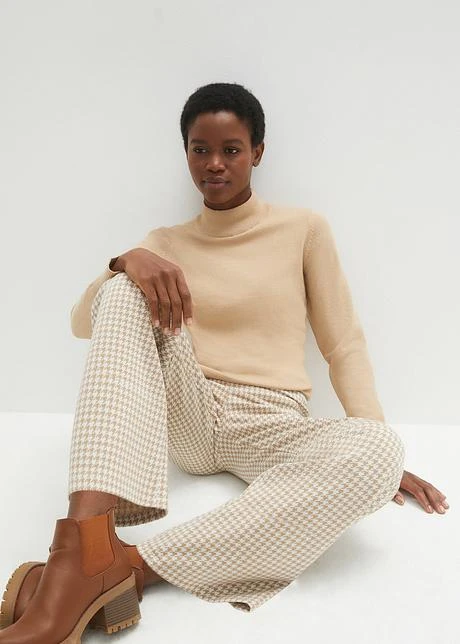 Pantalon Extensible à Motif Pied-de-poule, Wide Leg 8 Pantalon Extensible à Motif Pied-de-poule, Wide Leg - Afbeelding 6