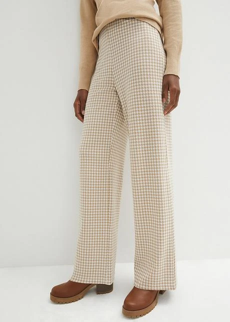 Pantalon Extensible à Motif Pied-de-poule, Wide Leg 4 Pantalon Extensible à Motif Pied-de-poule, Wide Leg - Afbeelding 2