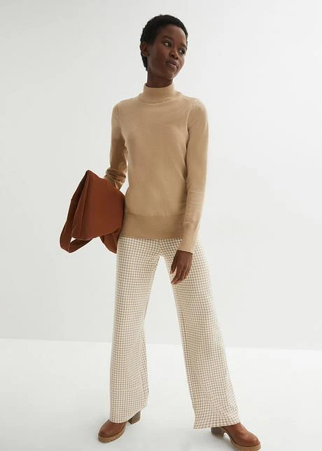 Pantalon Extensible à Motif Pied-de-poule, Wide Leg 6 Pantalon Extensible à Motif Pied-de-poule, Wide Leg - Afbeelding 4