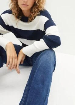 Pull En Fine Maille à Col Rond Avec Rayures Blocs -Venus Mode Winkel 23131709 3SCsdkqo