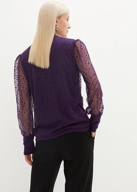 T-shirt Manches Longues En Mesh à Pois 5 T-shirt Manches Longues En Mesh à Pois - Afbeelding 3