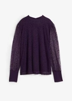 T-shirt Manches Longues En Mesh à Pois